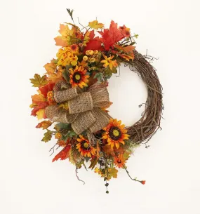 Autumn and Burlap Fall Front Door Wreath (23 inch)