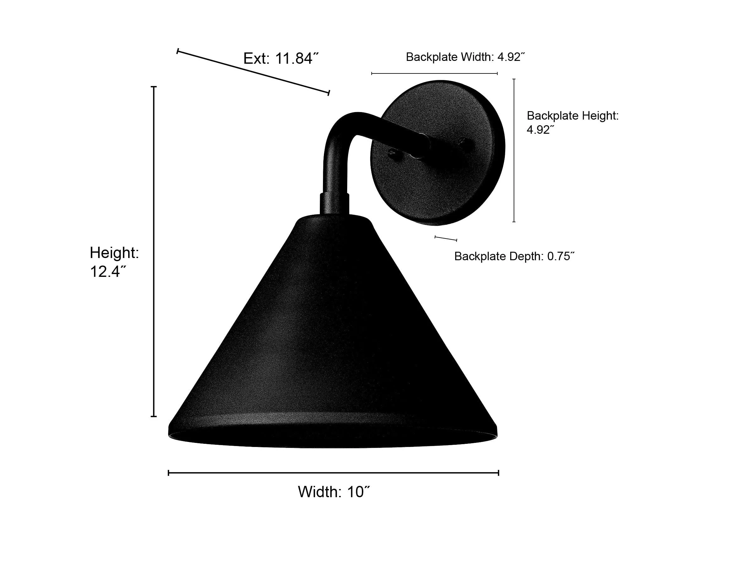 Axston Outdoor Wall Sconce - Textured Black - 11.84in. Extension - E26 Medium Base