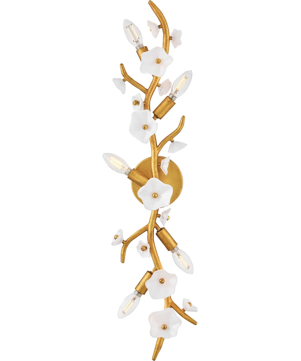 Azalea 5-Light Large Five Light Sconce in Distressed Brass