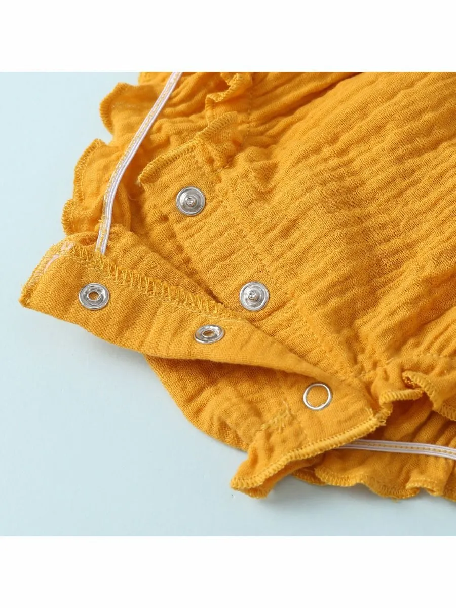 Baby Solid Color Ruffle Sleeve Bodysuit