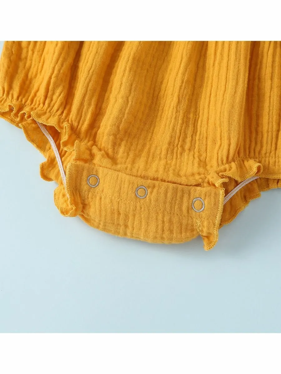 Baby Solid Color Ruffle Sleeve Bodysuit