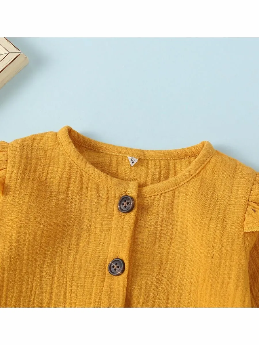 Baby Solid Color Ruffle Sleeve Bodysuit
