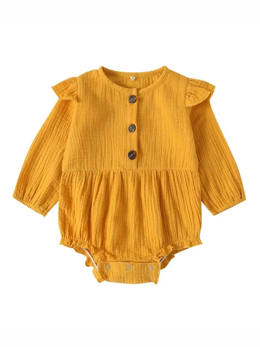 Baby Solid Color Ruffle Sleeve Bodysuit