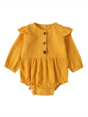 Baby Solid Color Ruffle Sleeve Bodysuit