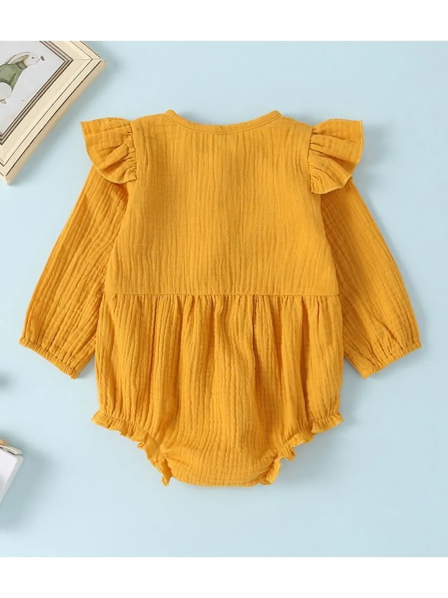 Baby Solid Color Ruffle Sleeve Bodysuit