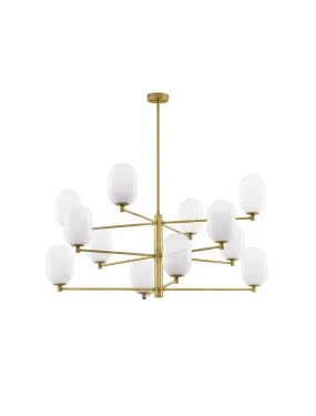 BAL Brass Gold Metal 12 Lamp Pendant With Gradient White Glass - ID 12524