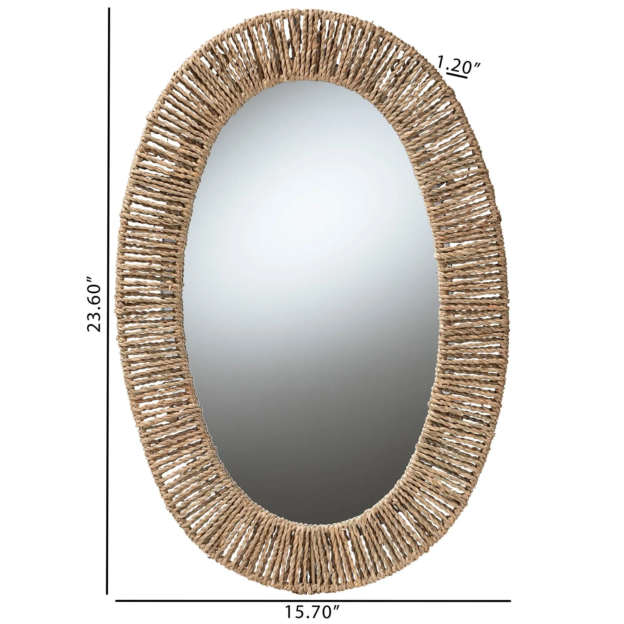 Baxton Studio bali & pari Elwyn Modern Bohemian Metal and Natural Brown Seagrass Accent Wall Mirror