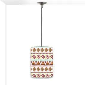 Bedroom Hanging Pendant Lamp - Aztec White And Green Pattern