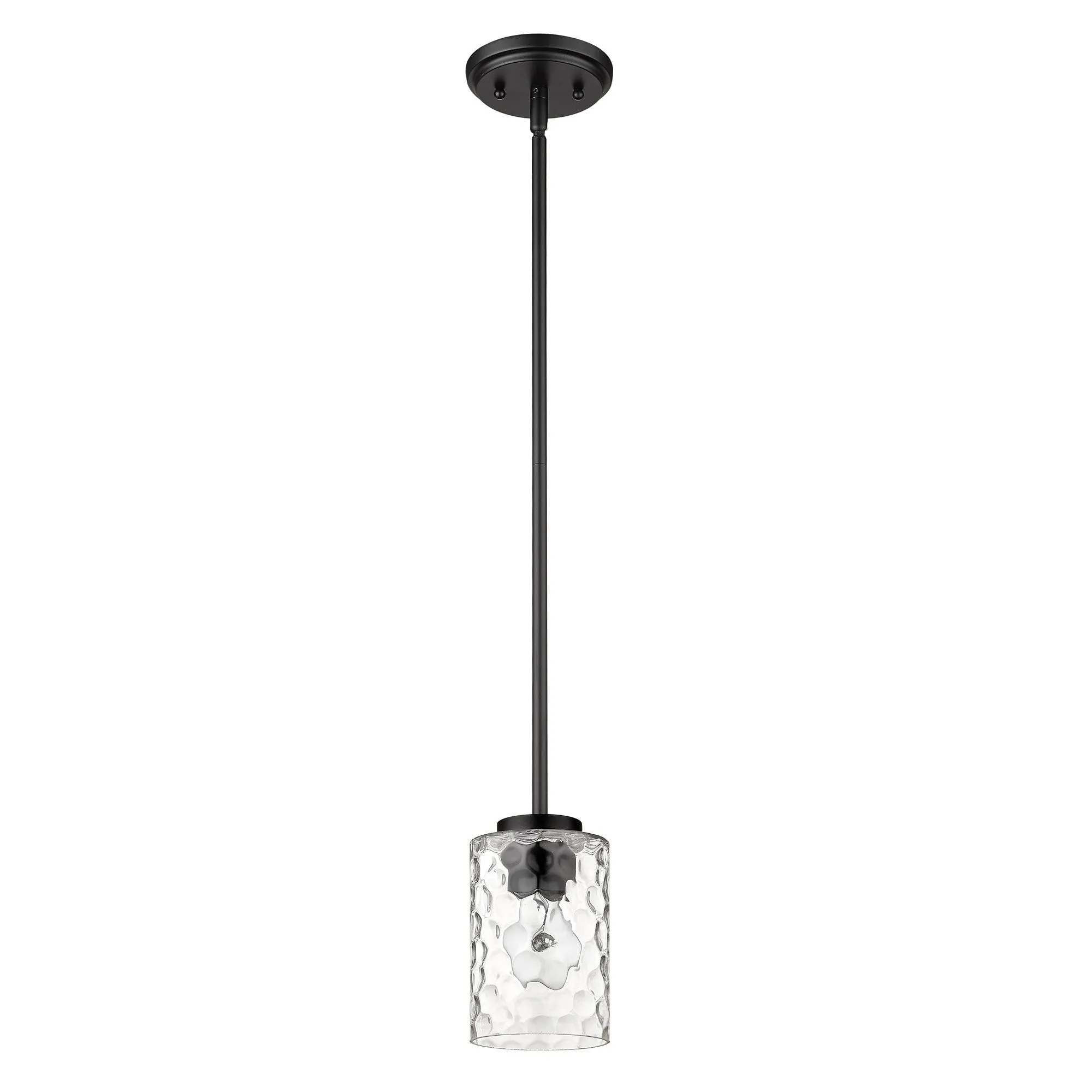 Black Metal and Glass Mini Pendant Hanging Light By Homeroots