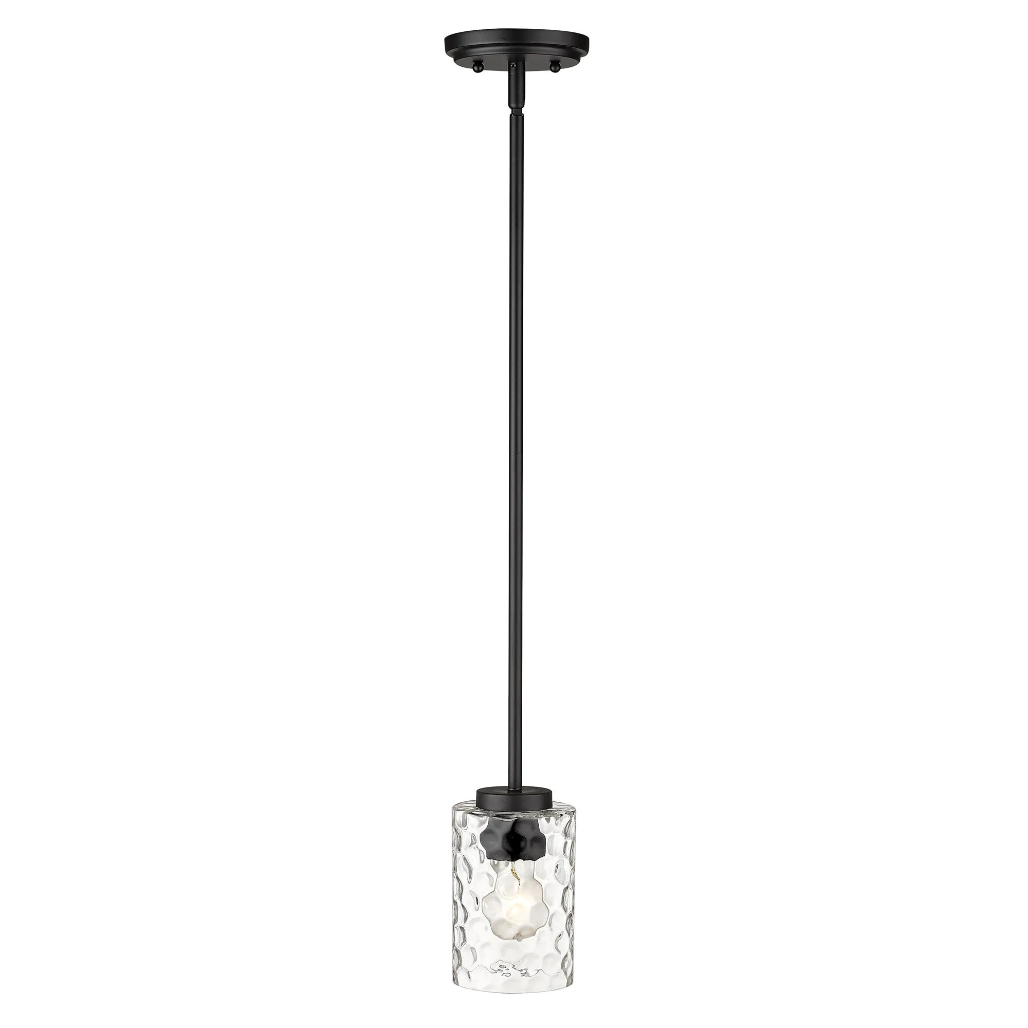 Black Metal and Glass Mini Pendant Hanging Light By Homeroots