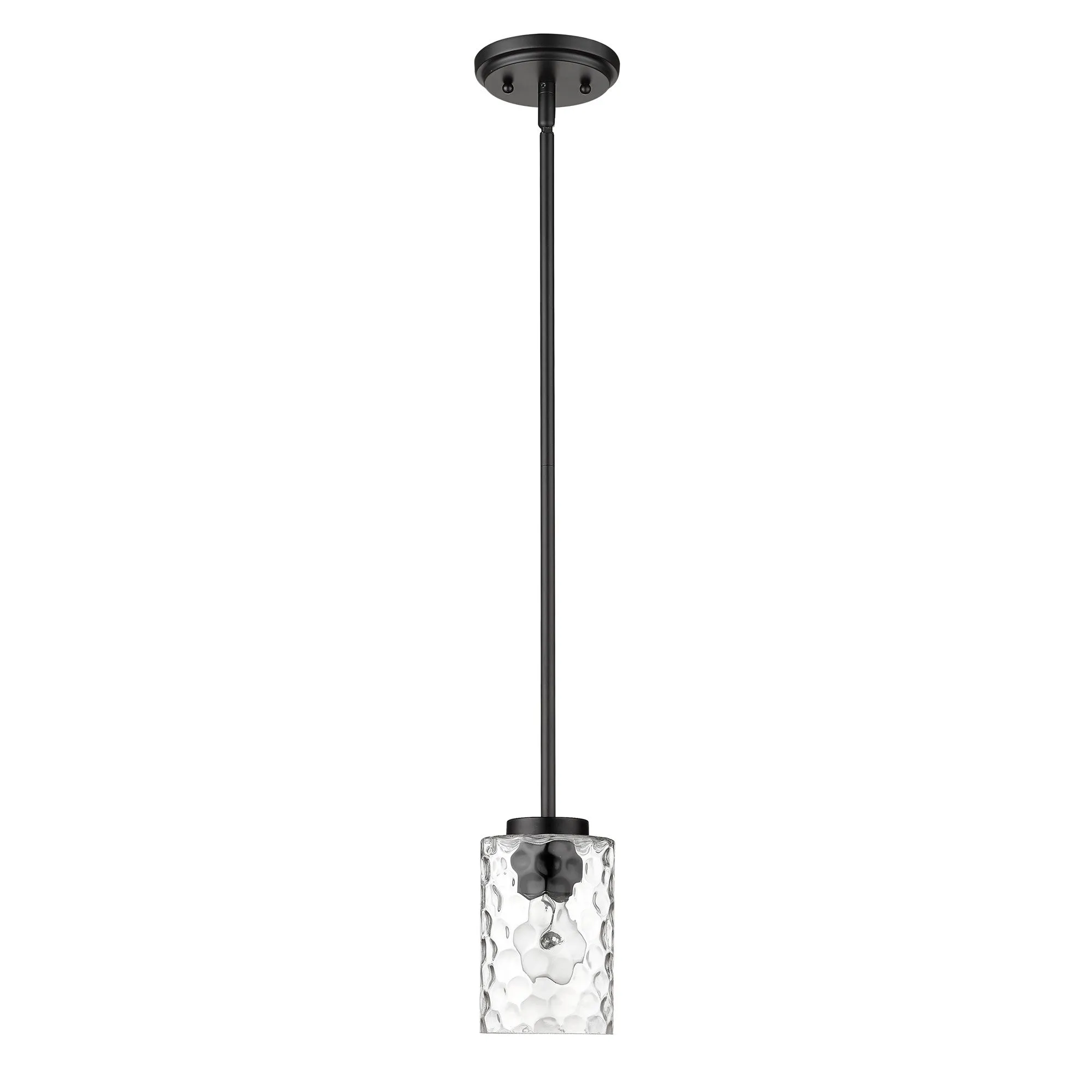 Black Metal and Glass Mini Pendant Hanging Light By Homeroots