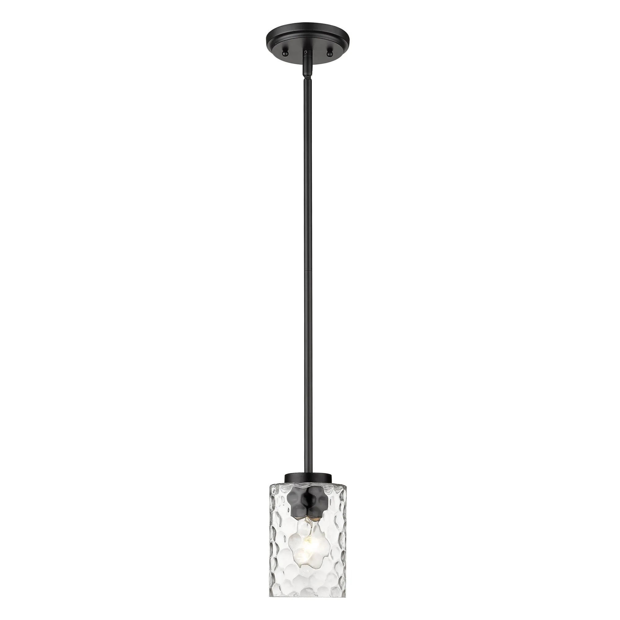 Black Metal and Glass Mini Pendant Hanging Light By Homeroots