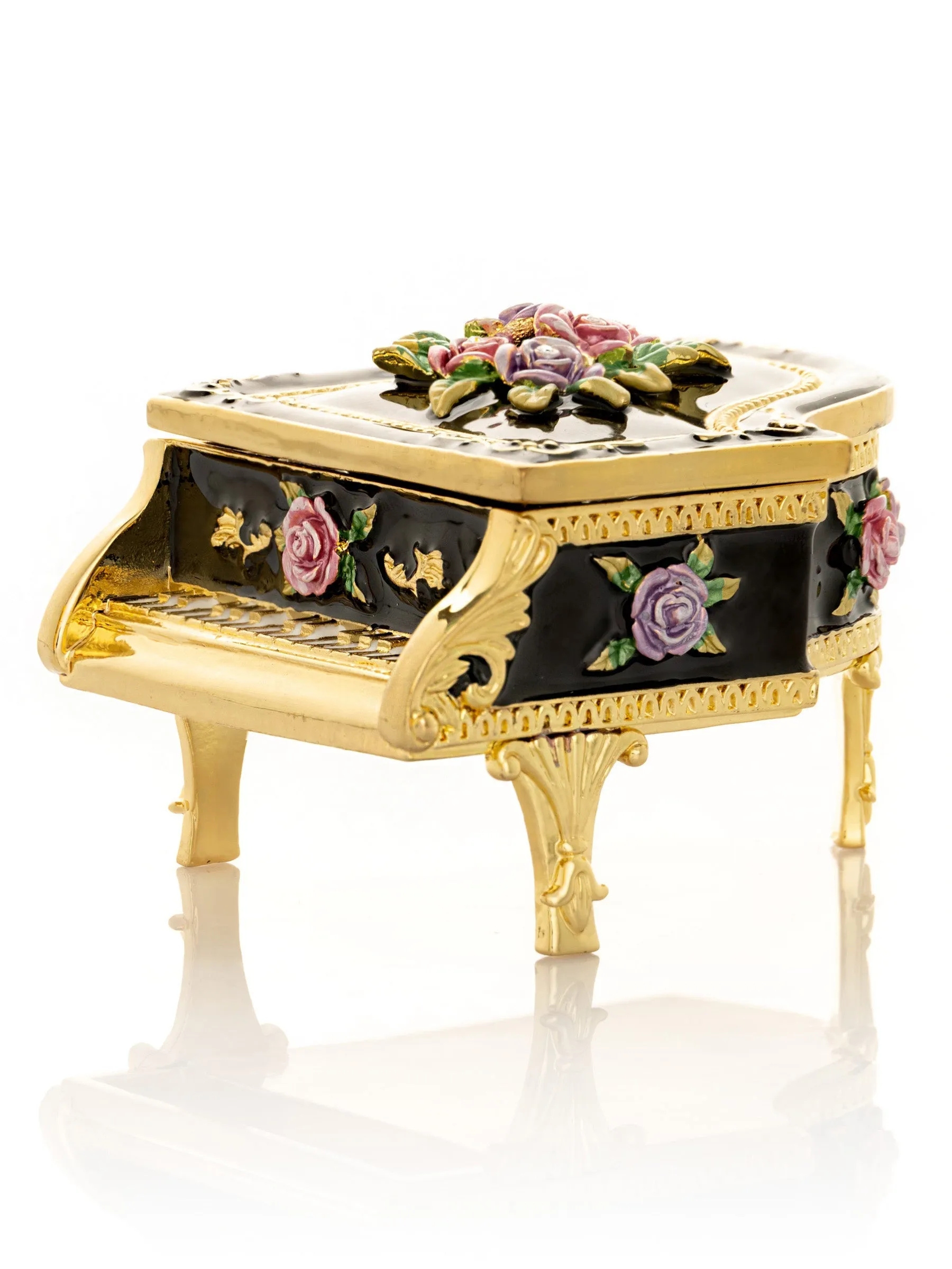 Black Piano with Flowers