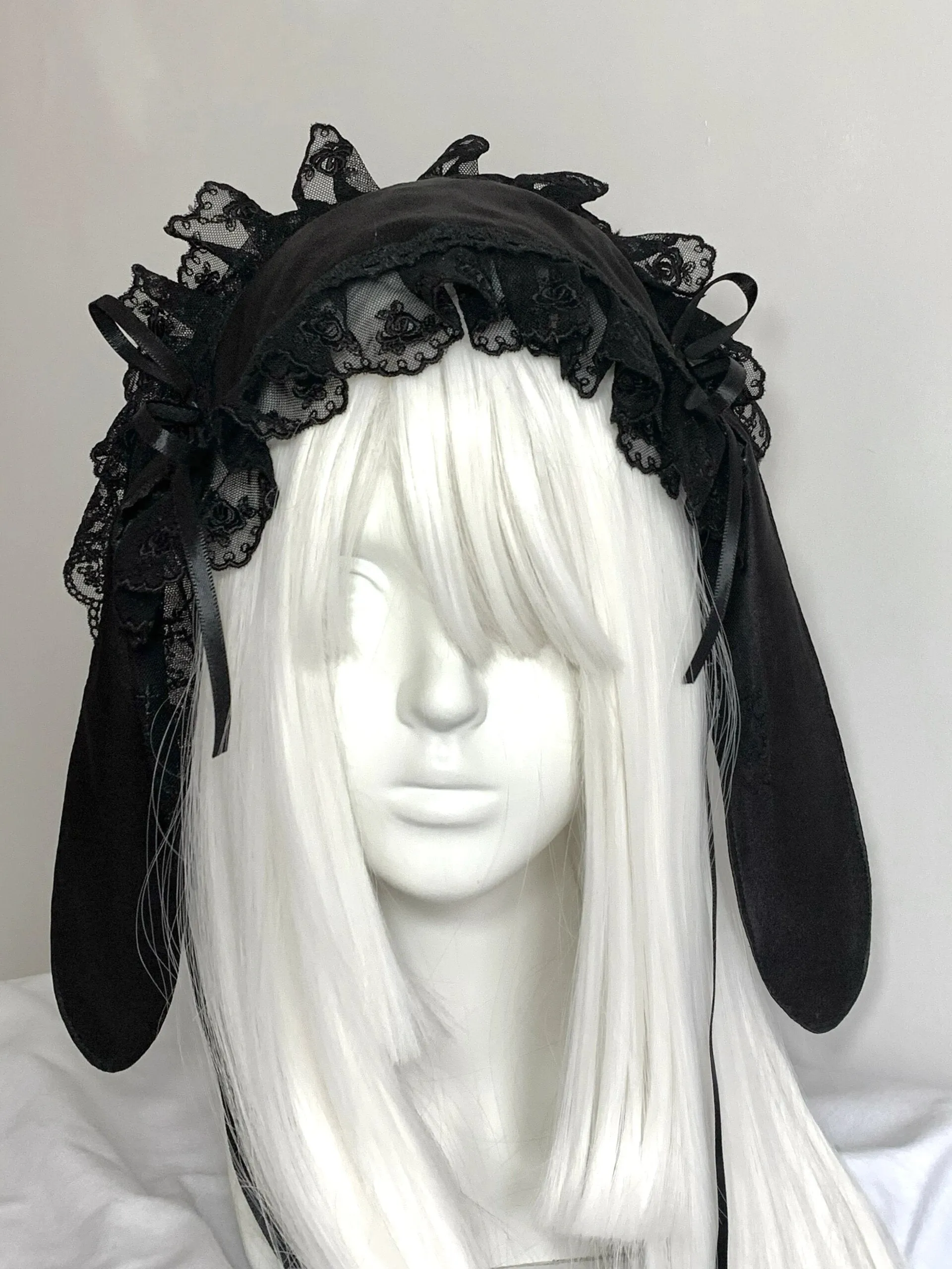 Black Version Handmade Bunny Hat Headband Gothic Lolita Fashion