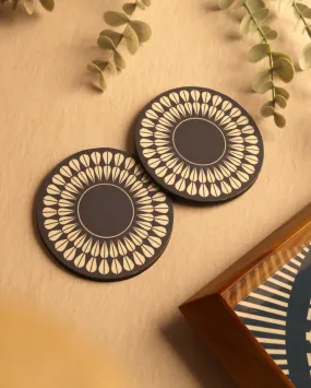 Blue Petal Wooden Coasters | Set of 4 | 4 inches
