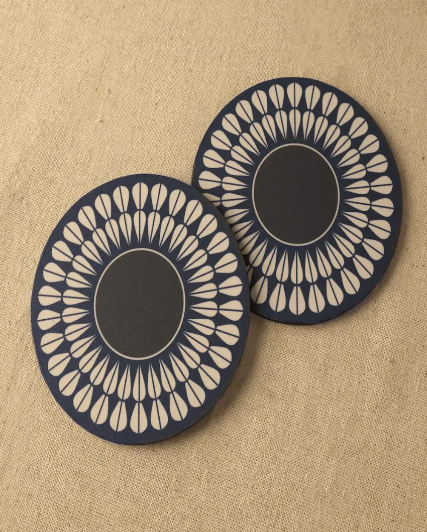 Blue Petal Wooden Coasters | Set of 4 | 4 inches