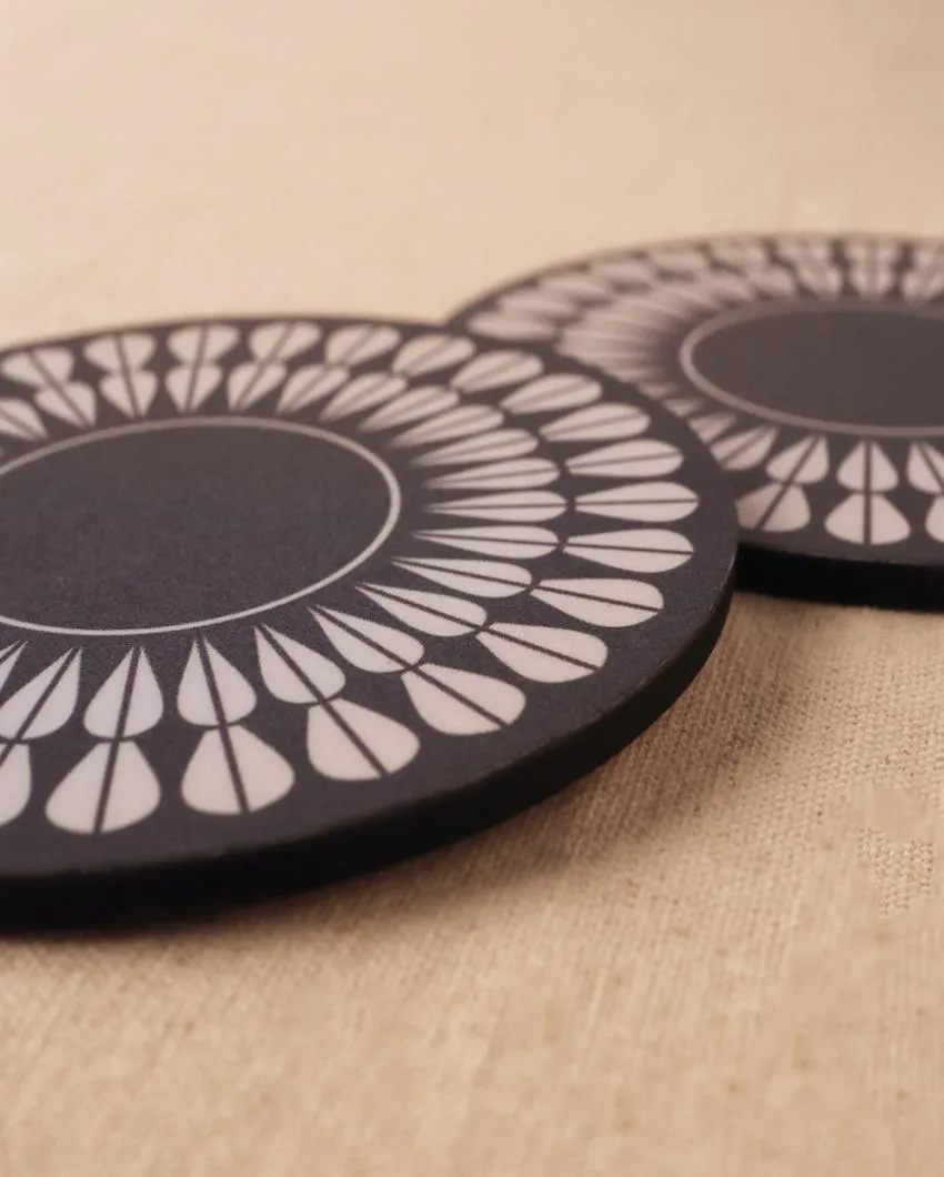 Blue Petal Wooden Coasters | Set of 4 | 4 inches