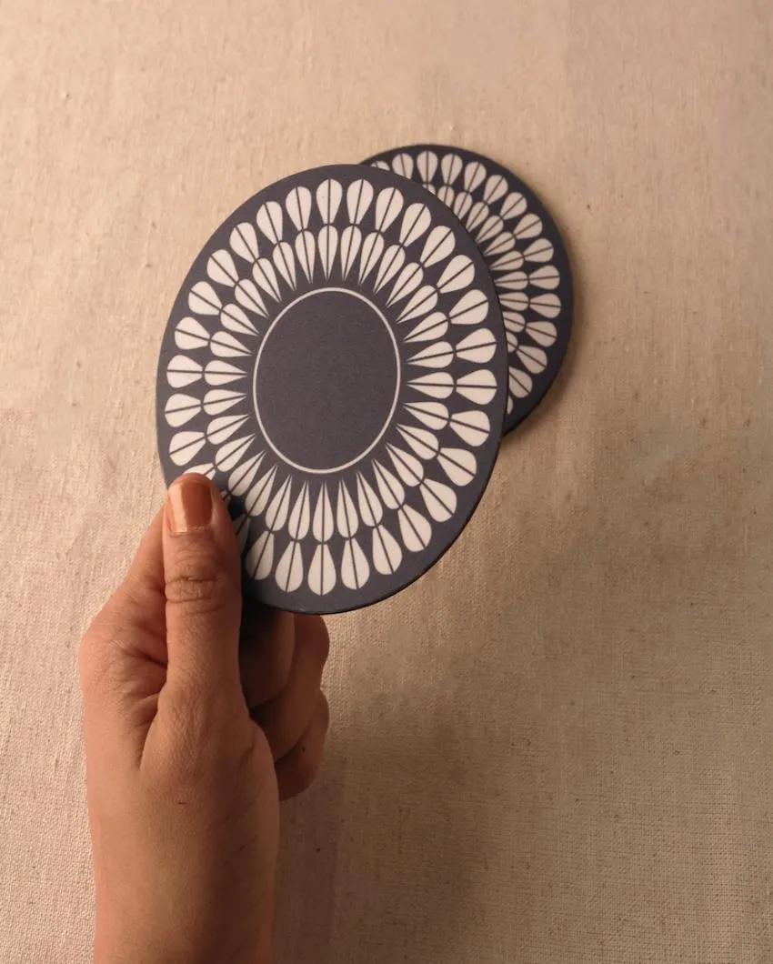 Blue Petal Wooden Coasters | Set of 4 | 4 inches