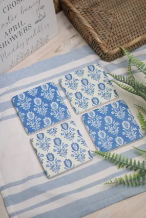 Blue Victoriana Patterned Coasters | Set of 4