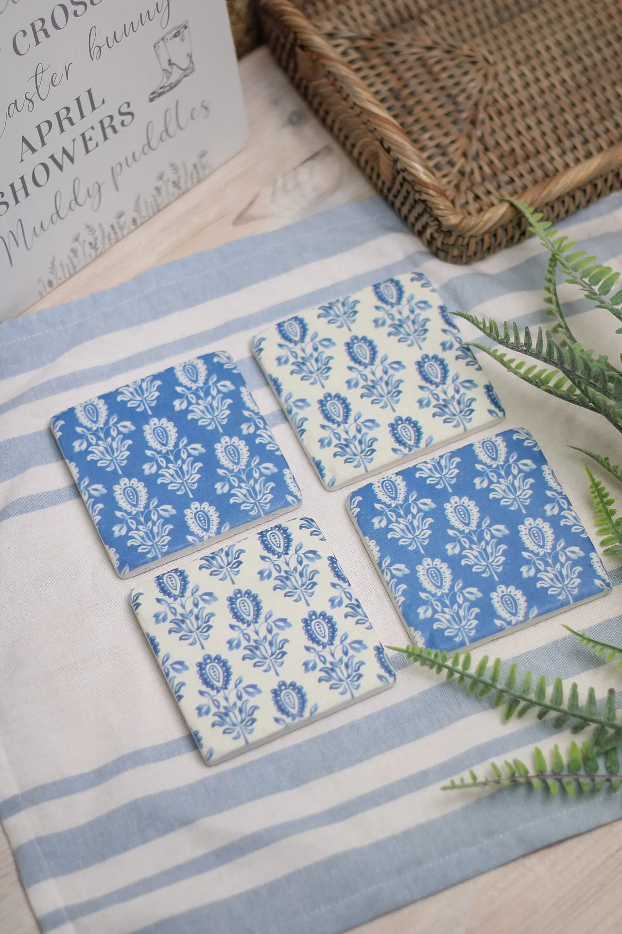 Blue Victoriana Patterned Coasters | Set of 4
