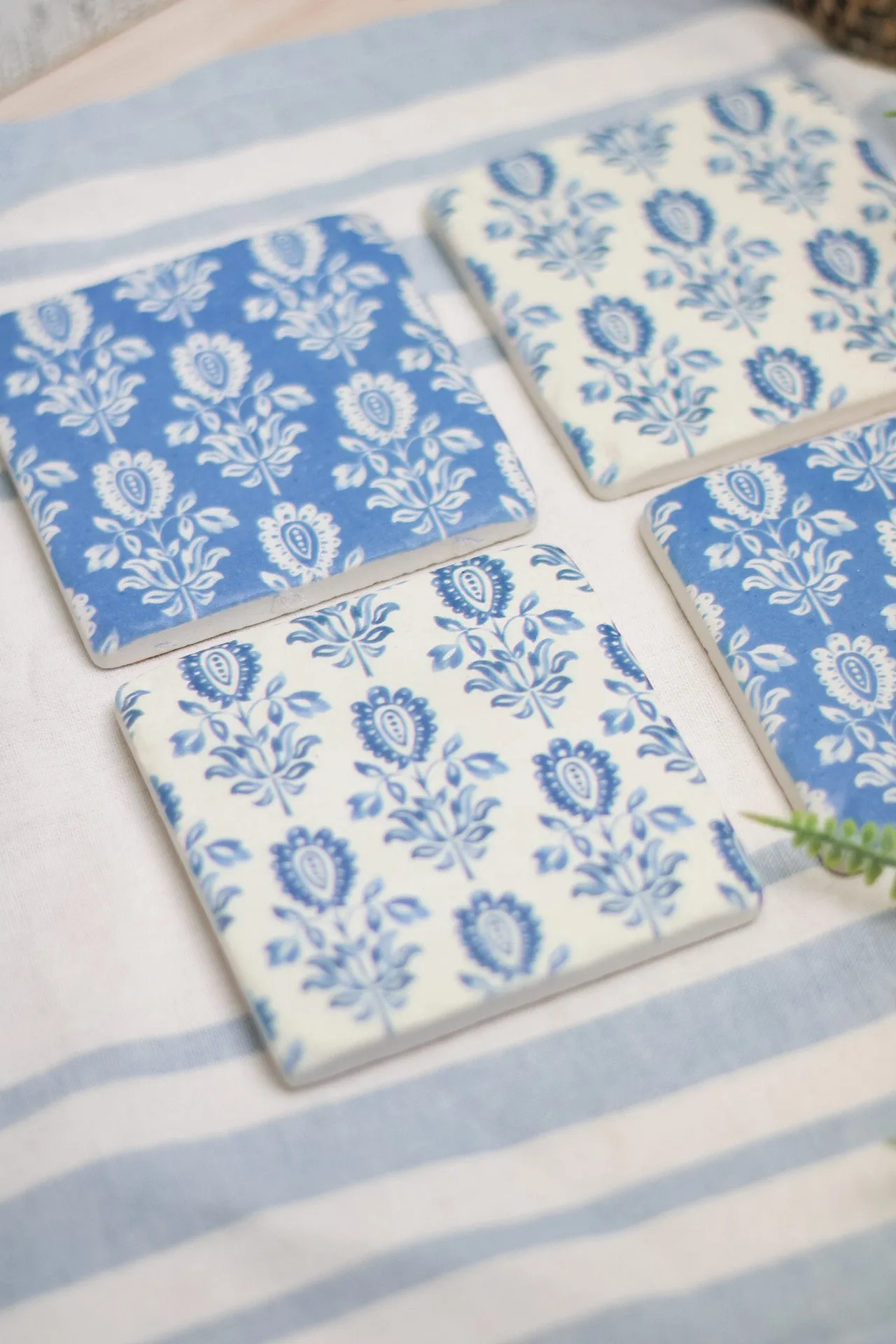 Blue Victoriana Patterned Coasters | Set of 4