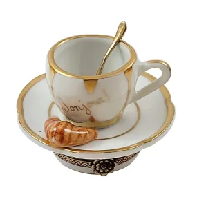 Bonjour Cup of Coffee w Croissant