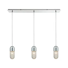 Capsula 3-Light Linear Mini Pendant Fixture in Polished Chrome with Clear Textured Glass ELK Lighting 56661/3LP