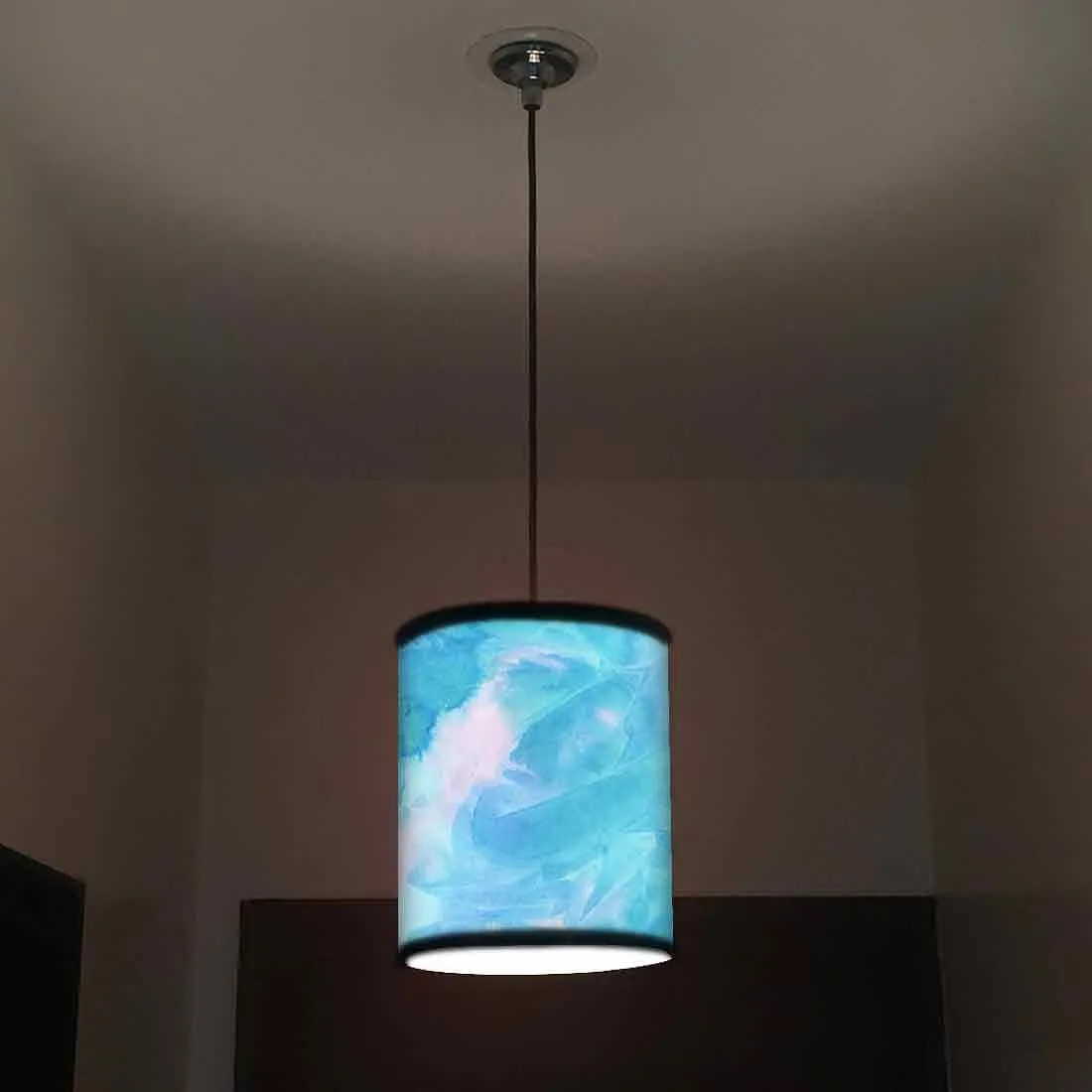 Ceiling Hanging Pendant Lamp Shade - Arctic Space Sky Blue Green Watercolor