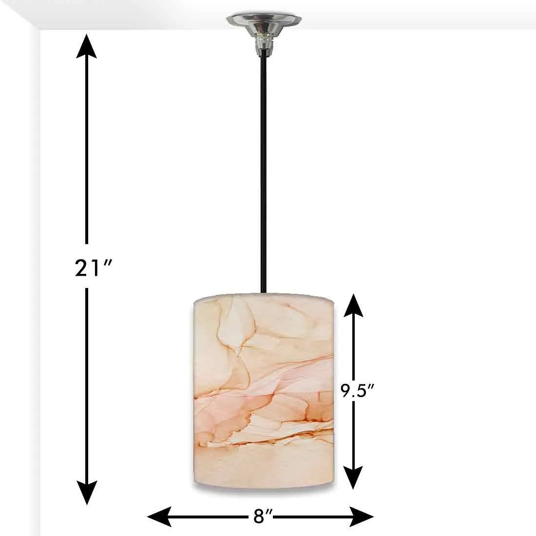 Ceiling Hanging Pendant Lamp Shade - Brown Ink Watercolor