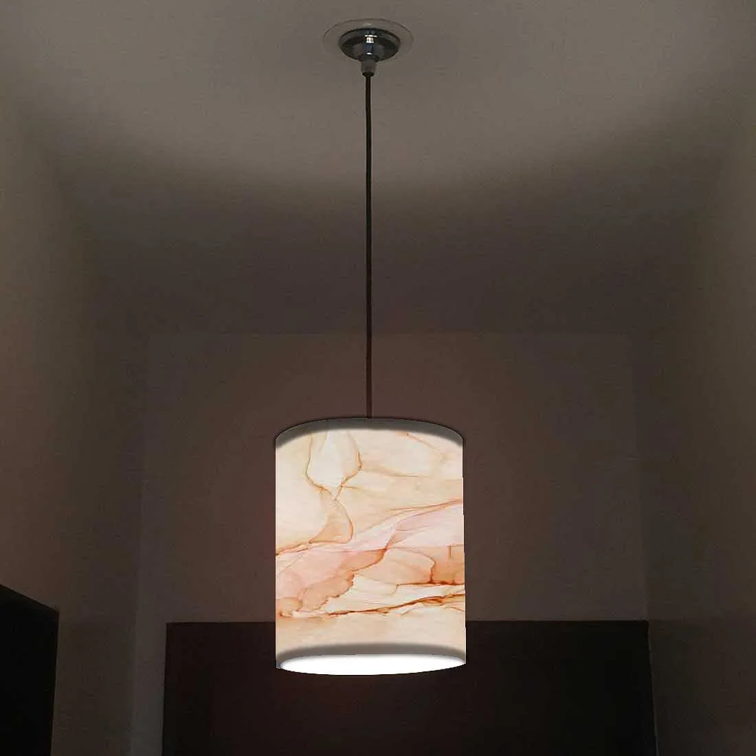 Ceiling Hanging Pendant Lamp Shade - Brown Ink Watercolor