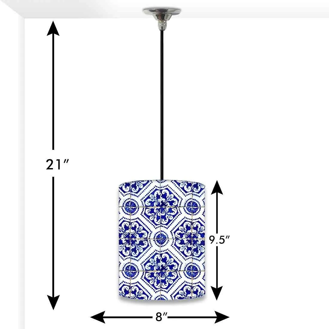 Ceiling Hanging Pendant Lamp Shade - Floral Spanish Tiles Design