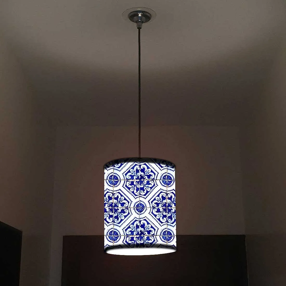 Ceiling Hanging Pendant Lamp Shade - Floral Spanish Tiles Design