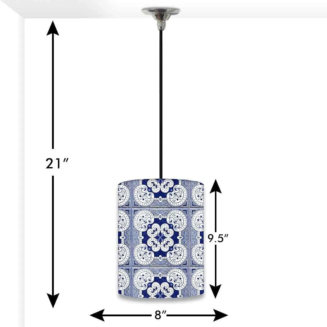 Ceiling Hanging Pendant Lamp Shade - Floral Spanish Tiles Effect