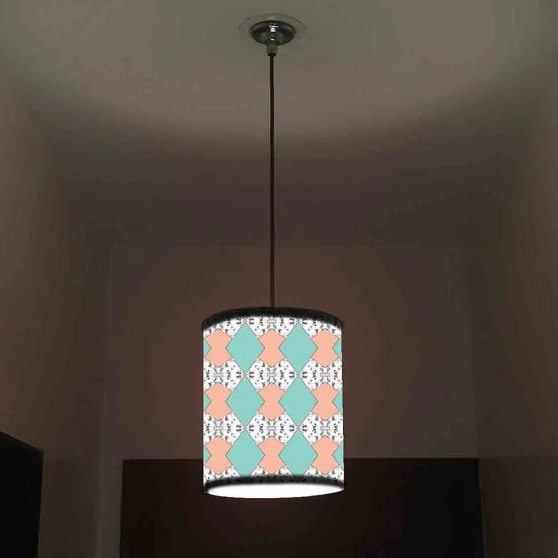 Ceiling Hanging Pendant Lamp Shade - Green Peach Marble Pastle
