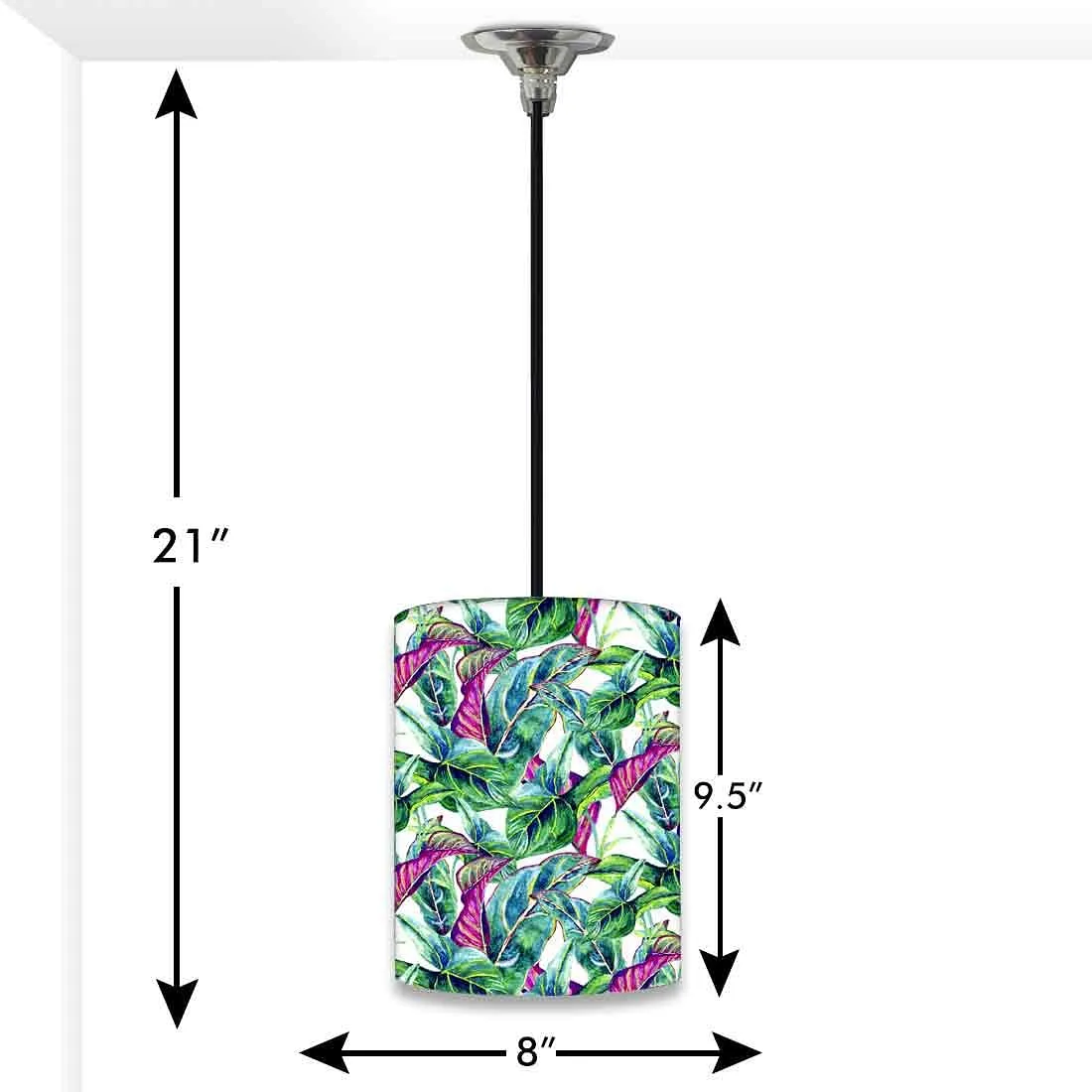 Ceiling Hanging Pendant Lamp Shade - Green Tropical Leaf