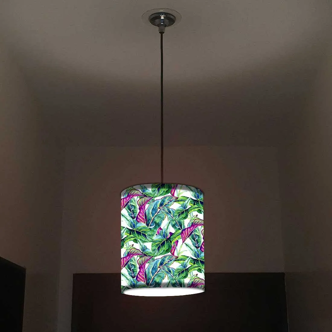Ceiling Hanging Pendant Lamp Shade - Green Tropical Leaf