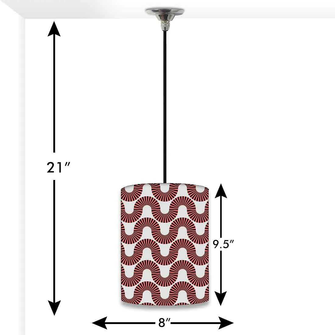 Ceiling Hanging Pendant Lamp Shade - Peach Color Retro Art