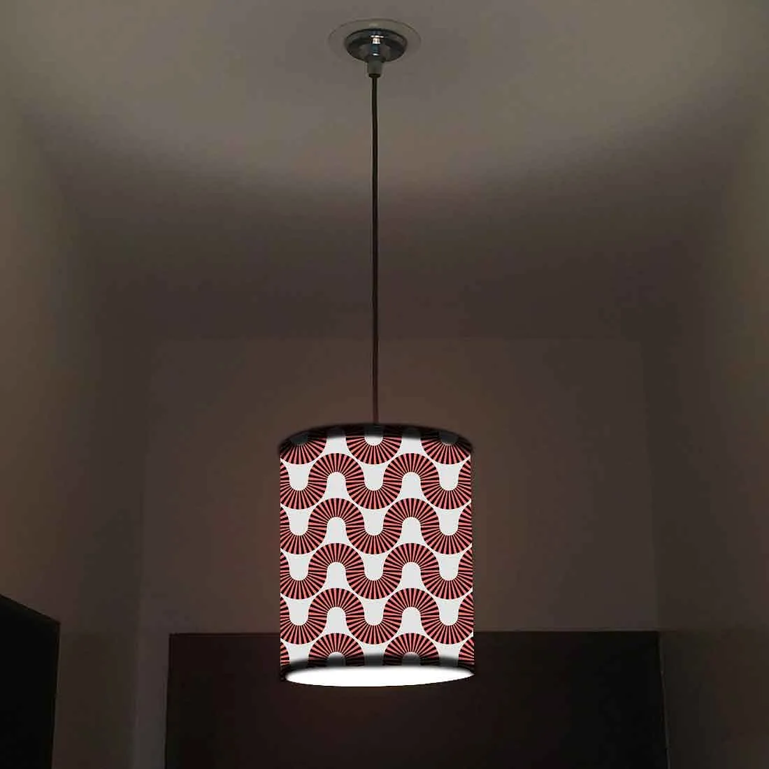 Ceiling Hanging Pendant Lamp Shade - Peach Color Retro Art