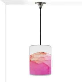 Ceiling Hanging Pendant Lamp Shade - Pink White Ink Watercolor