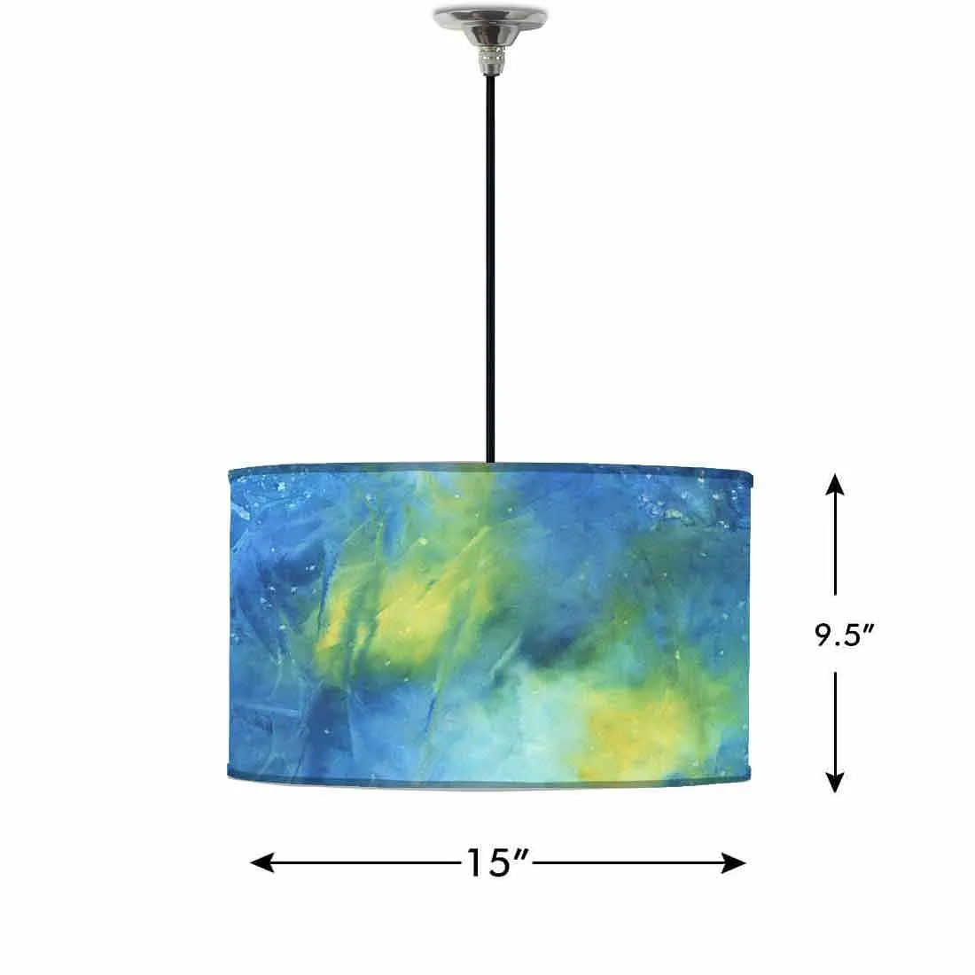 Ceiling Lamp Hanging Drum Lampshade - Arctic Space Dark Blue Green Watercolor