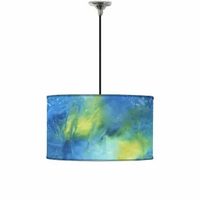 Ceiling Lamp Hanging Drum Lampshade - Arctic Space Dark Blue Green Watercolor