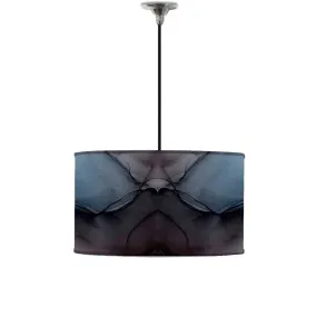 Ceiling Lamp Hanging Drum Lampshade - Black Blue Ink Watercolor