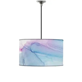 Ceiling Lamp Hanging Drum Lampshade - Blue Gray Ink Watercolor
