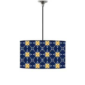 Ceiling Lamp Hanging Drum Lampshade - Blue Yellow Design