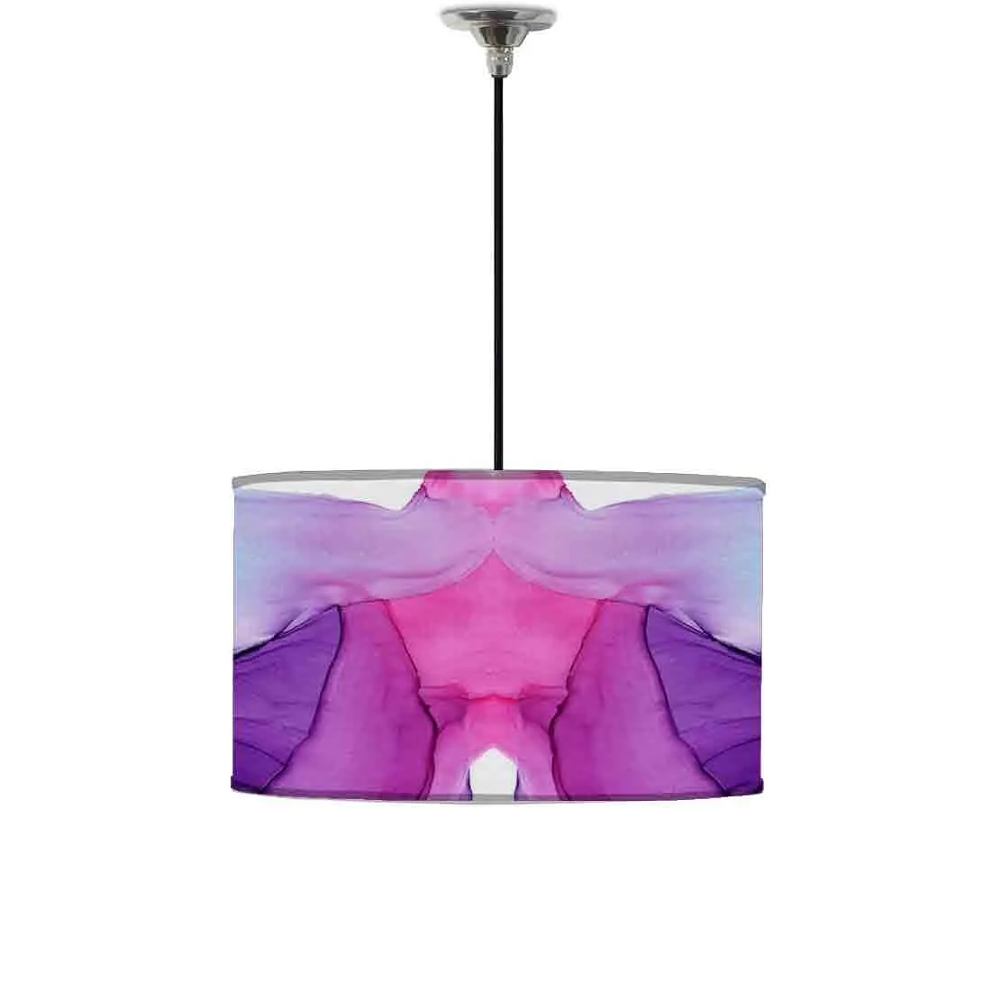 Ceiling Lamp Hanging Drum Lampshade - Dark Purple Blue Ink Watercolor