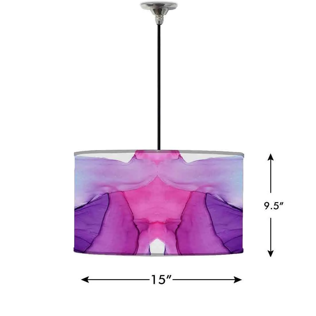 Ceiling Lamp Hanging Drum Lampshade - Dark Purple Blue Ink Watercolor