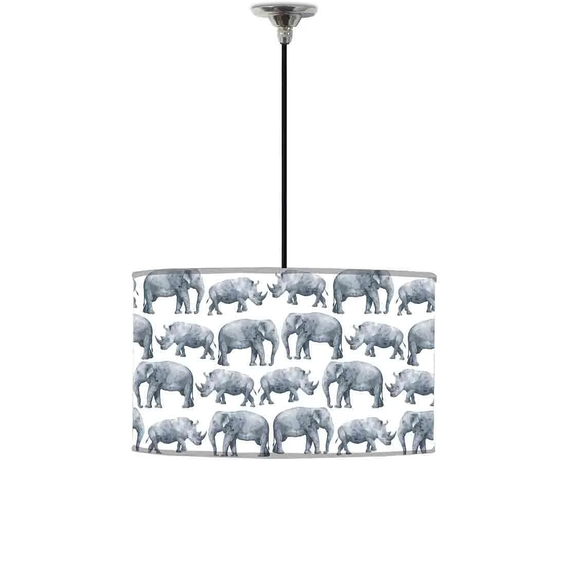 Ceiling Lamp Hanging Drum Lampshade - Elephants