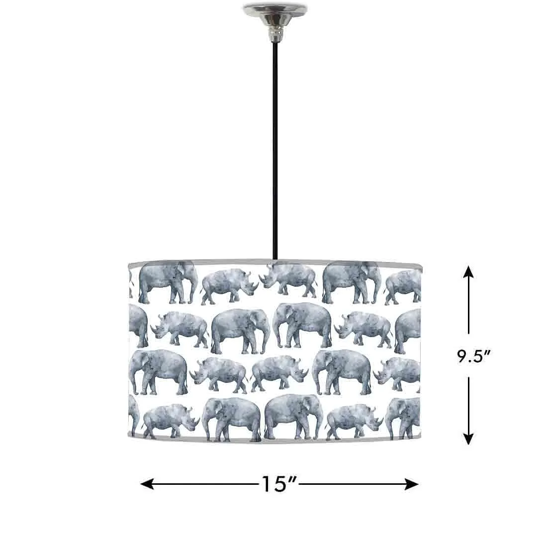 Ceiling Lamp Hanging Drum Lampshade - Elephants