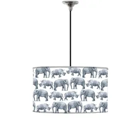 Ceiling Lamp Hanging Drum Lampshade - Elephants