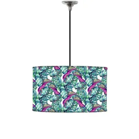 Ceiling Lamp Hanging Drum Lampshade - Monstera Tropical Leaf